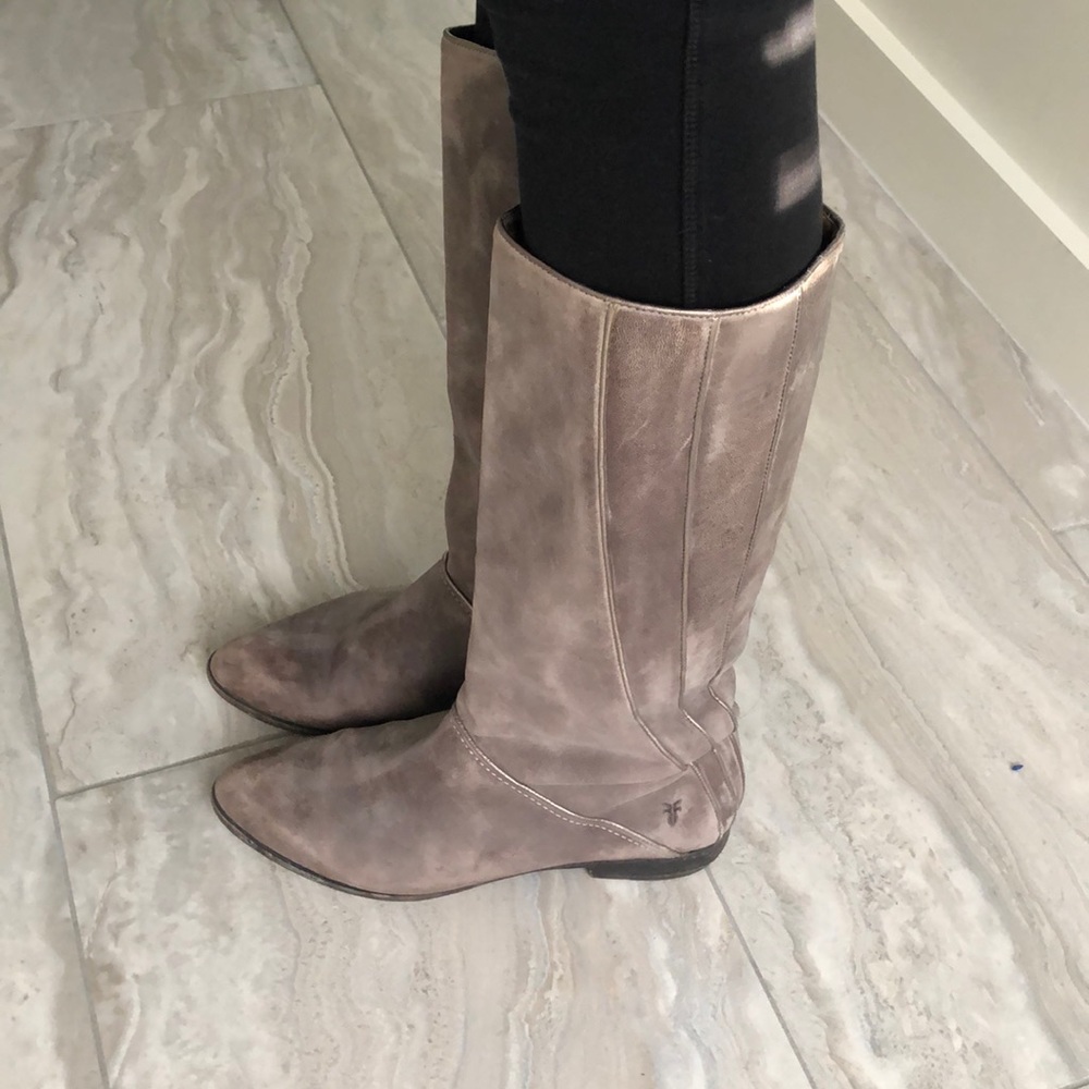 Frye gray boots with metallic detail